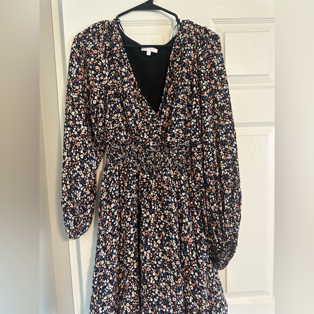 Long sleeve flower print dress